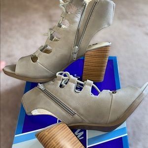 Taupe block heel sandals